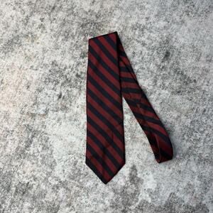 Christian Dior Men's Silk Tie Vintage Navy Blue Red Striped Classic Style MINT